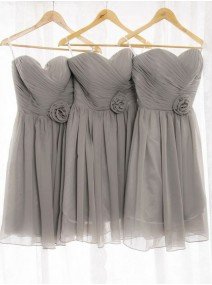 A-Line Princess Sweetheart Chiffon Short Mini Bridesmaid Dress